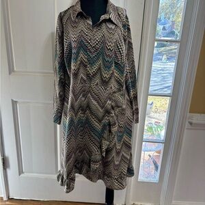 Chevron Patterned Long Sleeve Dress lace & mesh retro cool